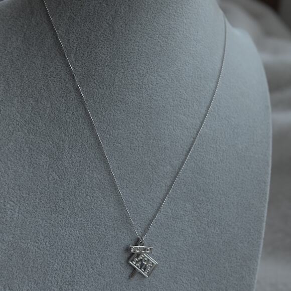 Sterling Silver 925 FOR SALE SOLD Pendant Necklace Realtor Gift Ball Chain S925 - Picture 7 of 7